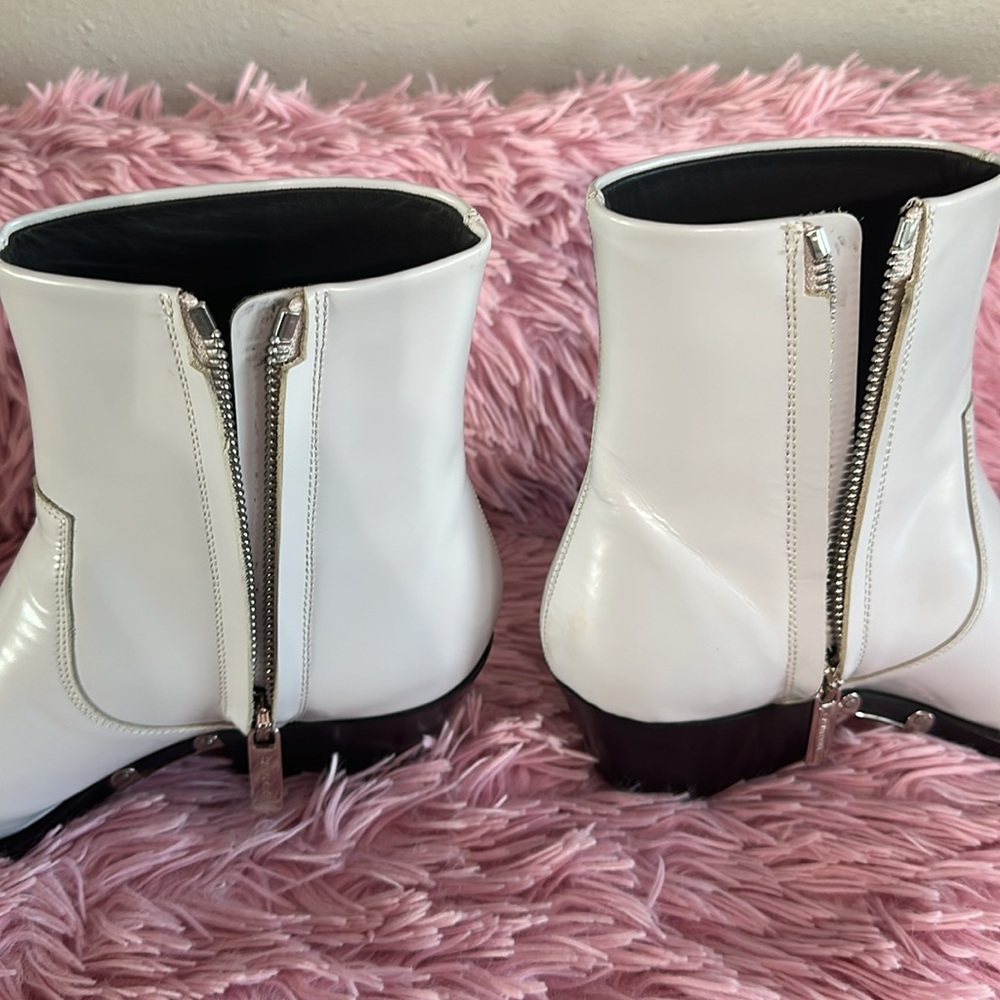 Calvin Klein 205W39NYC Tiesa White Glossed Leather Ankle Boots - Picture 15 of 15